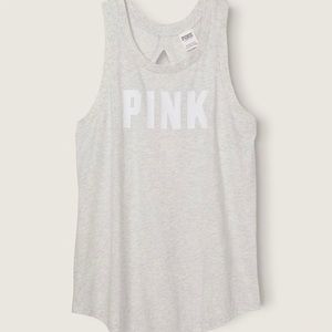 Victoria’s Secret PINK EVERYDAY TANK Heather Stone Grey with Classic Logo SM NWT